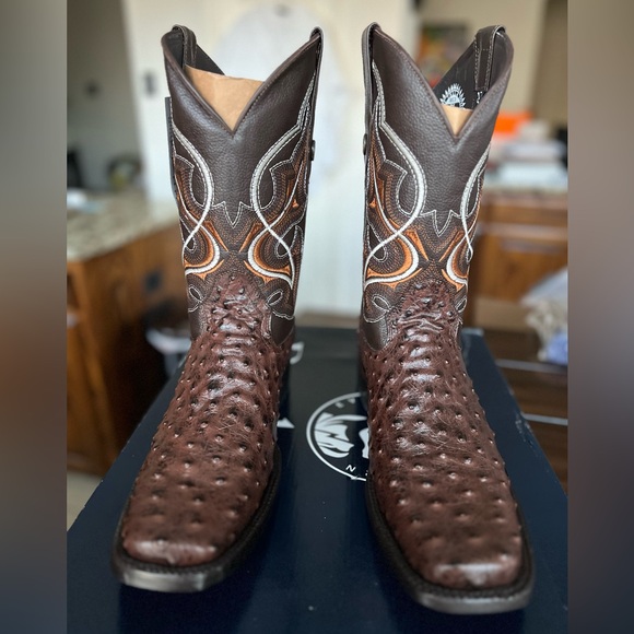 Rock'Em Other - New Ostrich Matte Rustic Square Toe Cowboy Boot 12